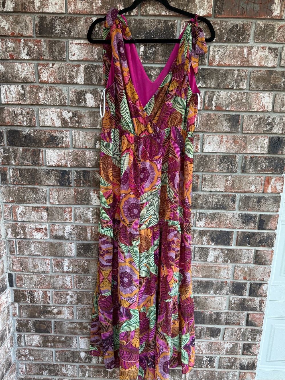 SHEIN Magenta Multi Leaf-Print Jumpsuit